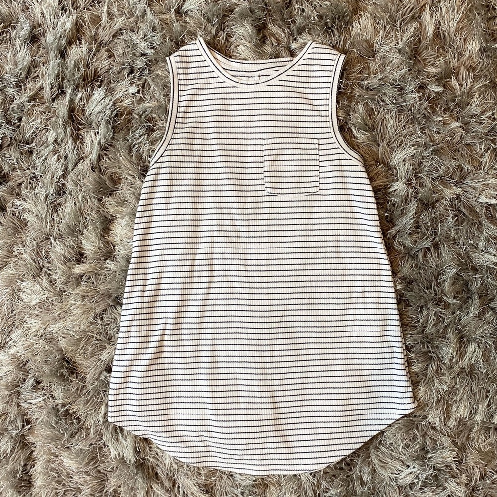 •Merona White/Navy Blue Striped Tank•